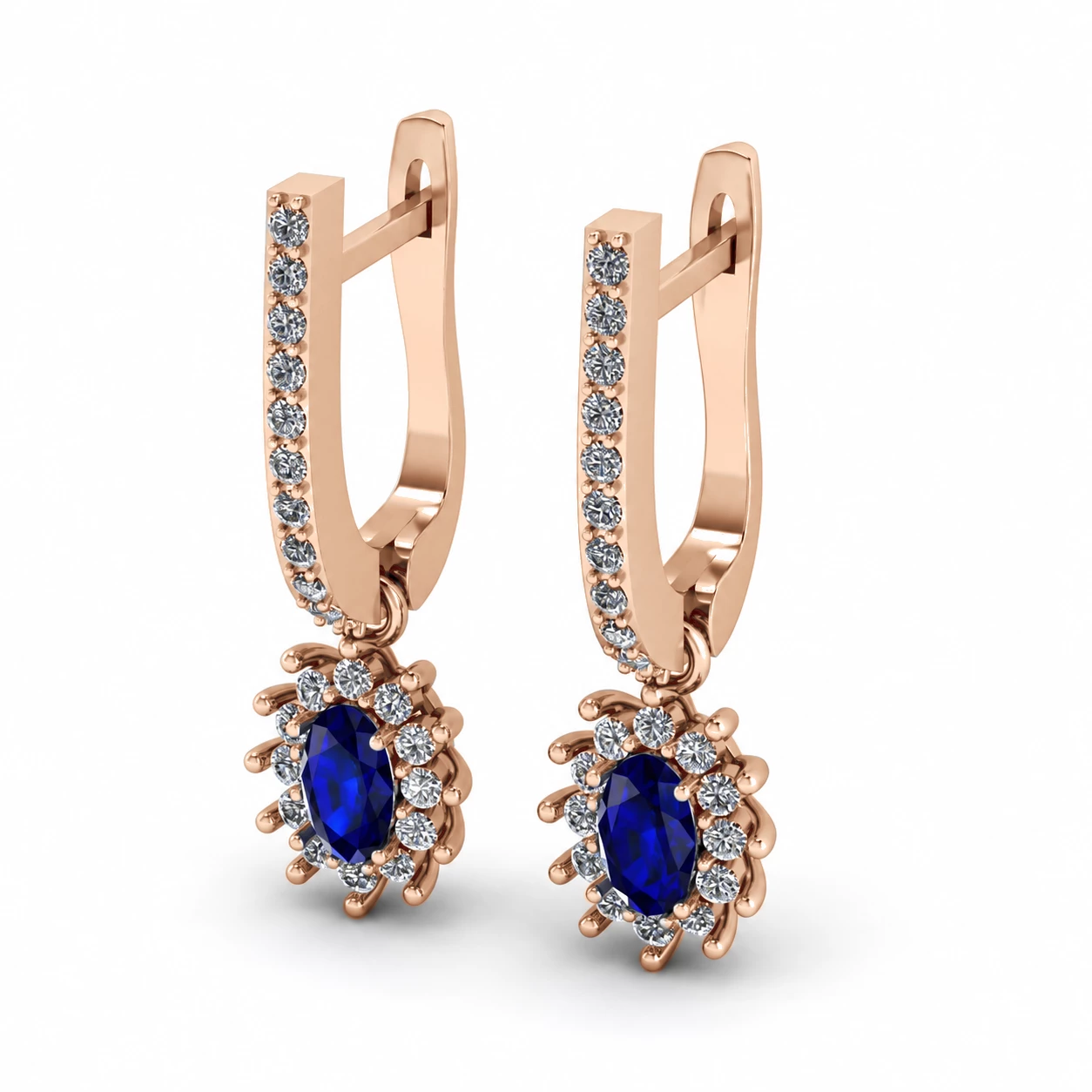 Boucles d'oreilles Galaxie Dorée Pierre Précieuse ovale 0,62 ct — vue 1