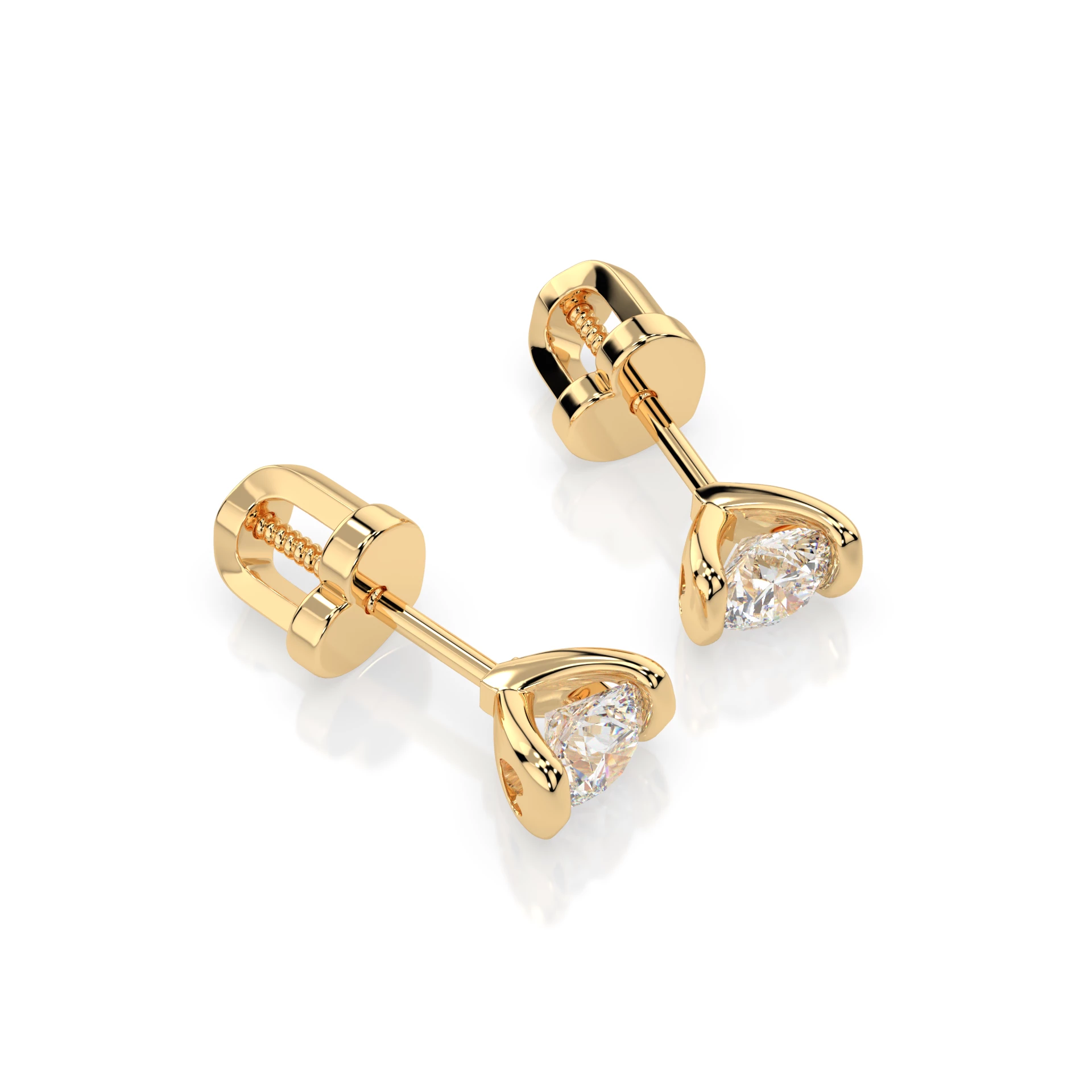 Boucles d'oreilles Ciel Céleste Solitaire avec fermoir papillon ronde 0,4 ct · 3,7 mm — vue 6