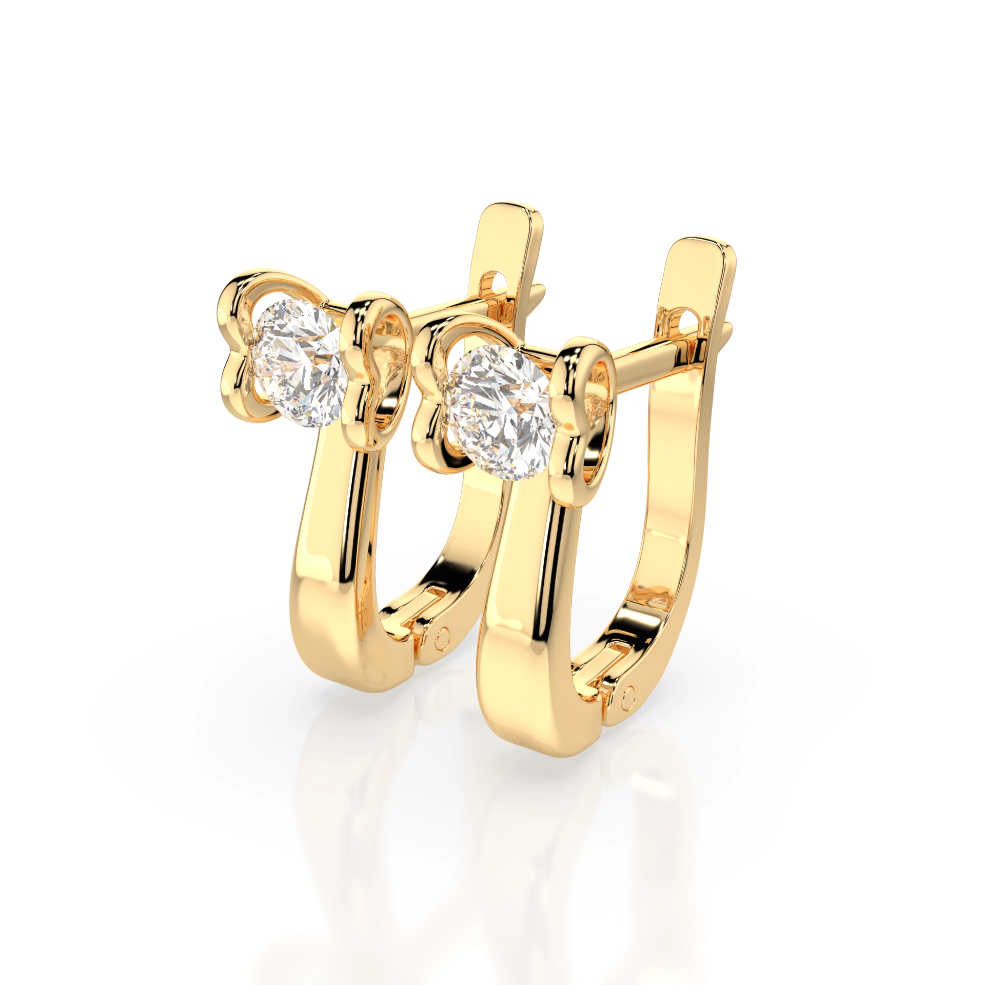 Boucles d'oreilles Voie Lactée Étoilée Solitaire avec fermoir anglais ronde 0,5 ct · 4,0 mm — vue 5