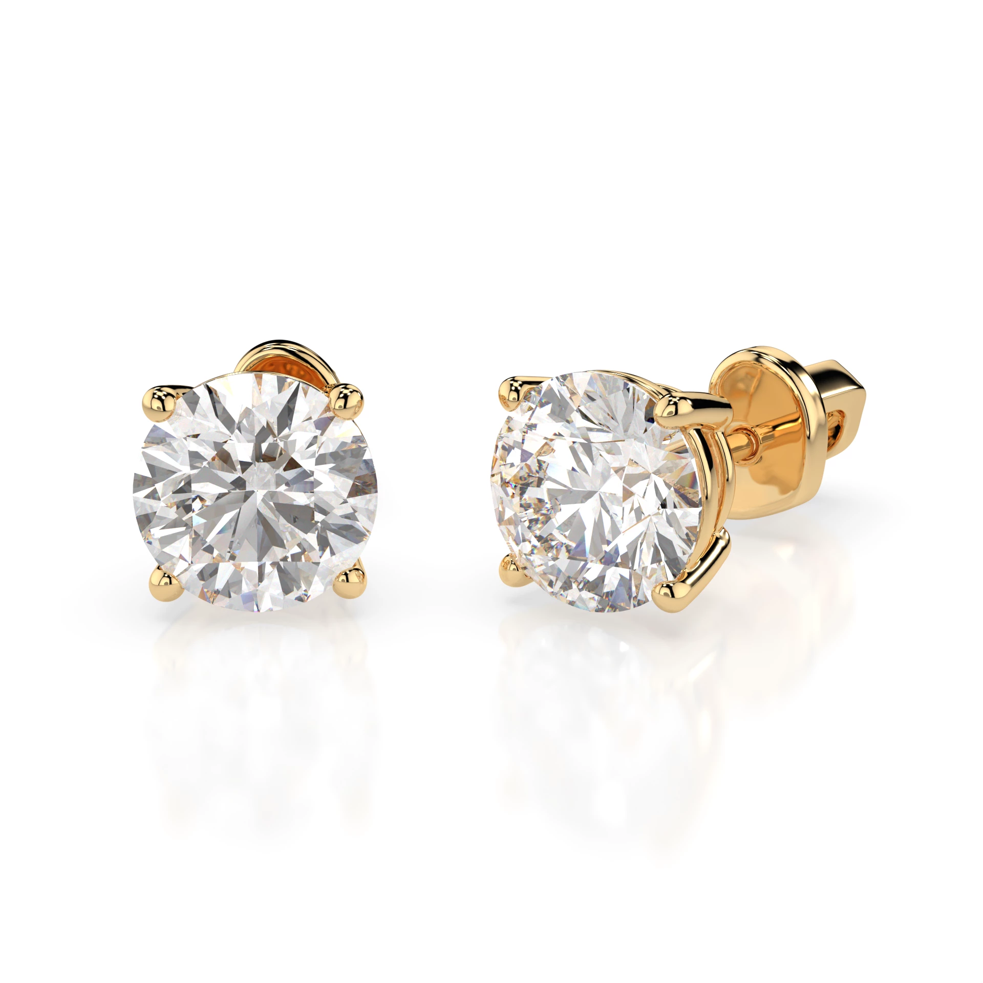 Boucles d'oreilles Finesse Incomparable Solitaire avec fermoir papillon ronde 2 ct · 6,5 mm — vue 4