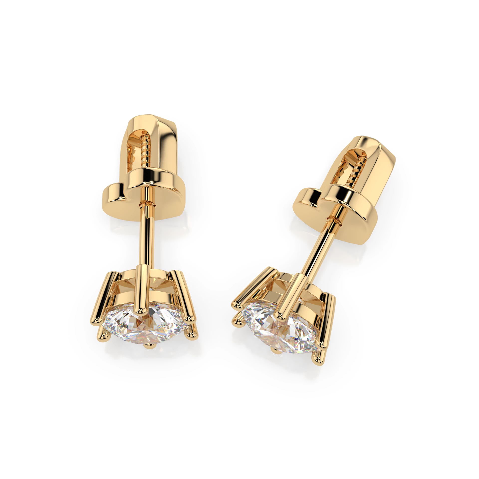 Boucles d'oreilles Firmament Étoilé Solitaire avec fermoir papillon ronde 0,8 ct · 4,7 mm — vue 6